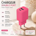 Chargeur 20w double port USB-C + USB-A – Rose 💗