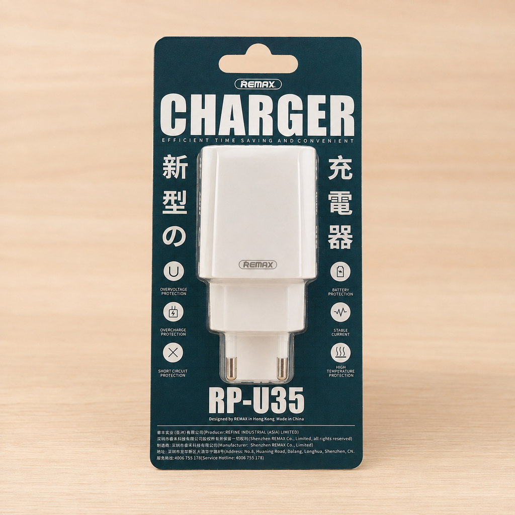 Chargeur double USB REMAX RP-U35 – Compact & sécurisé