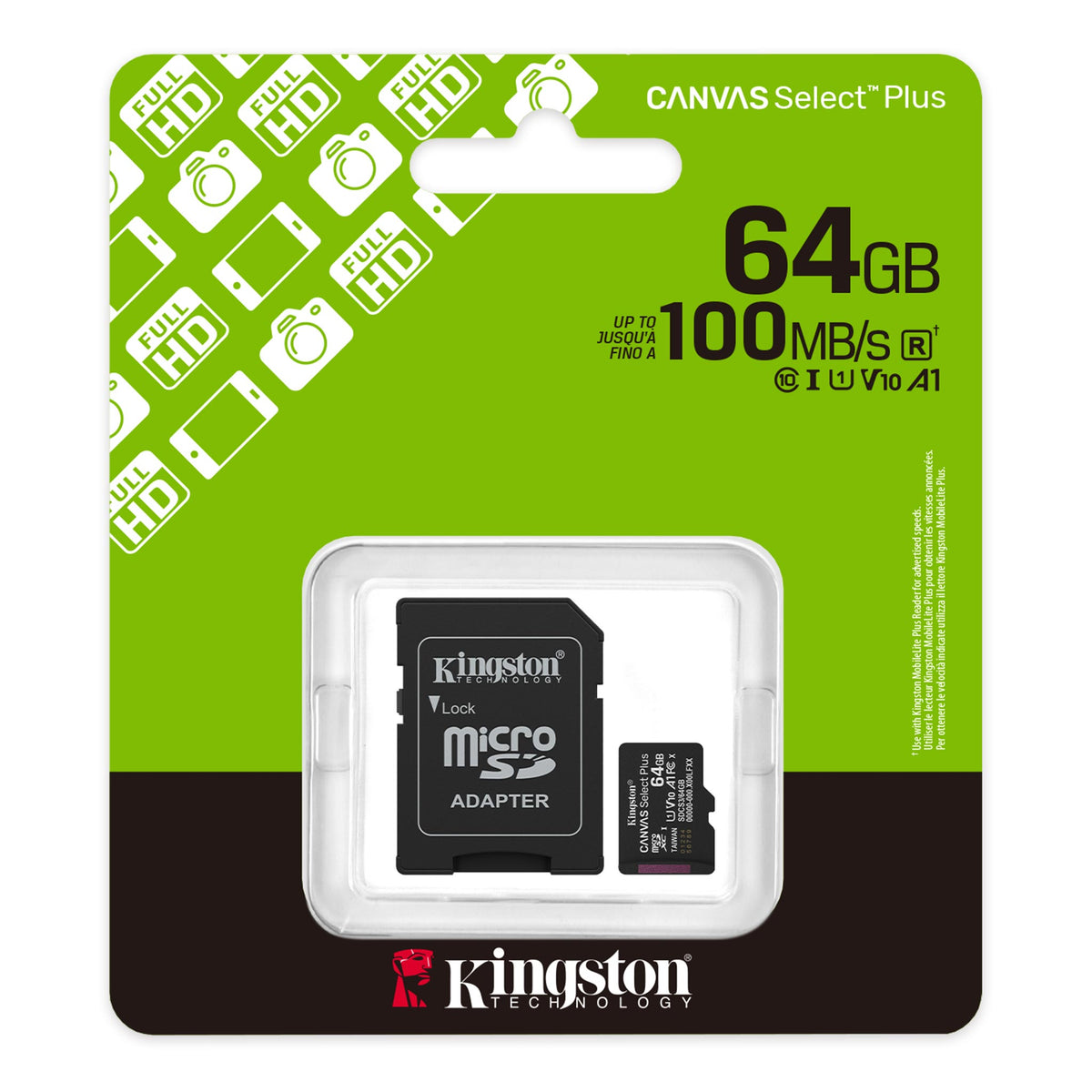 Carte mémoire microSD Kingston 64go Canvas Select Plus