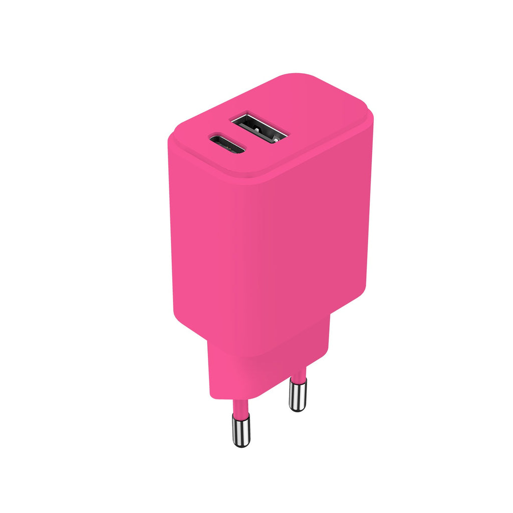 Chargeur 20w double port USB-C + USB-A – Rose 💗