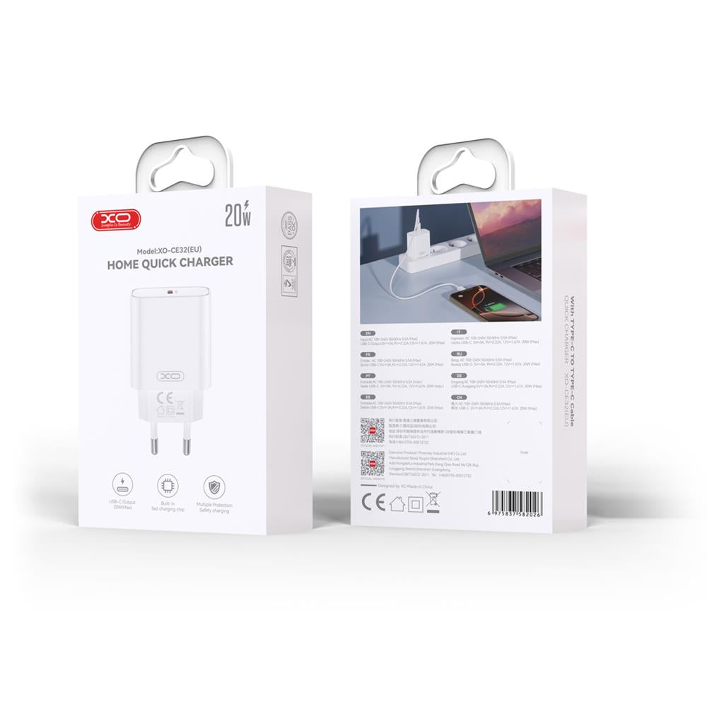 Chargeur rapide XO 20W type C USB-C pour Iphone Samsung Ipad Tablette Redmi Oppo...