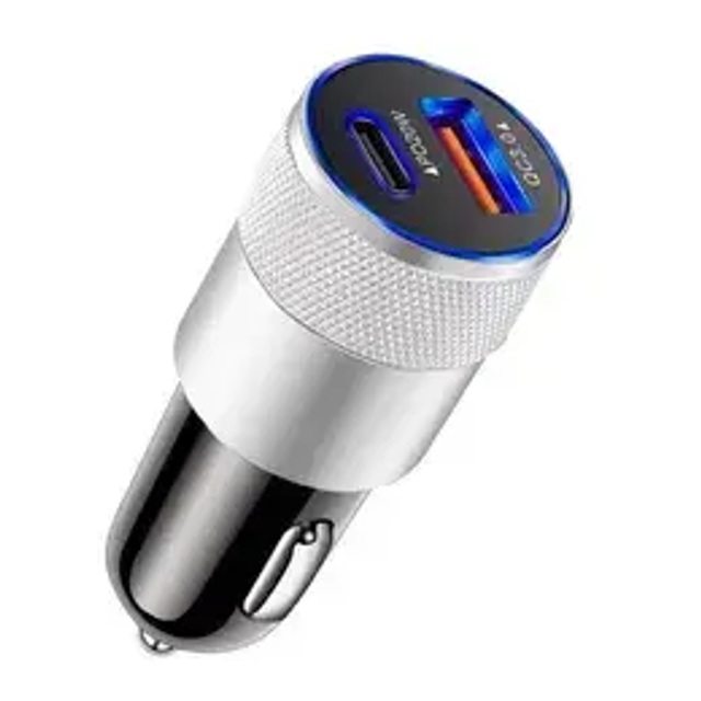 Chargeur de voiture double port USB-C et USB à charge rapide