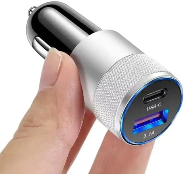 Chargeur de voiture double port USB-C et USB à charge rapide